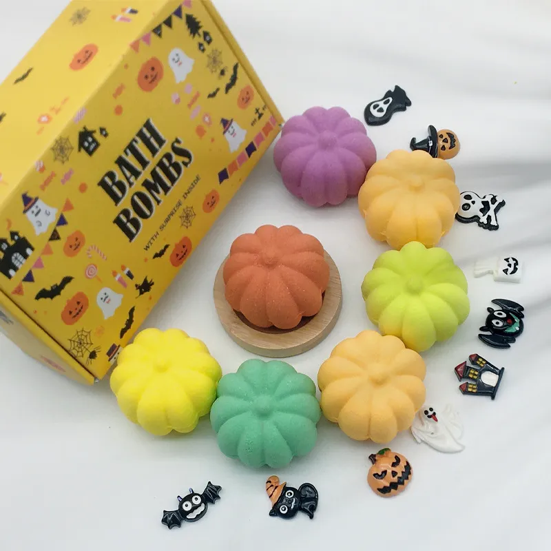 Natural Halloween Pumpkin Bath Bomb Gift Set for Kids Skin Care