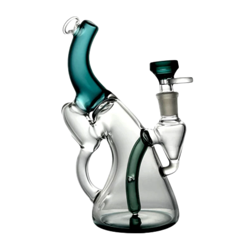 A small lake green hookah water bottle