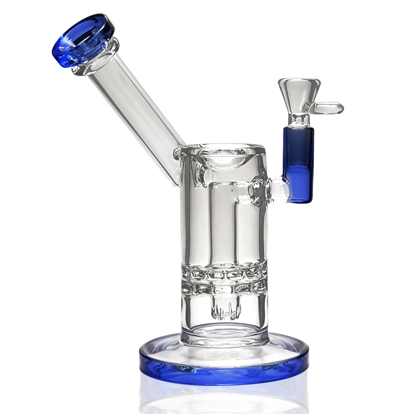 Blue-rimmed straight-necked small tobacco pipe