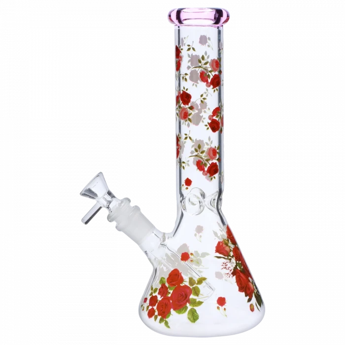 10 Inch Floral Decal Water Pipe
