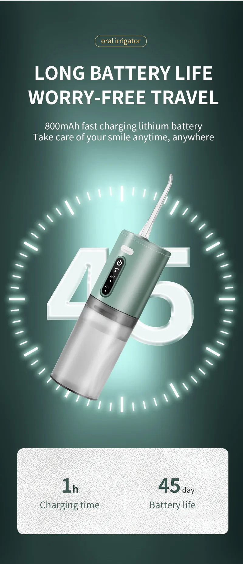 B 31B 1000mAh IPX7 Waterproof Portable Household Dental Irrigator with English Operating Instructions