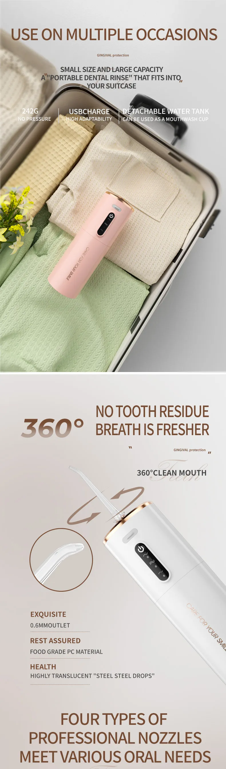 B31 Wholesale Professional Dental Spa Direct Mini Portable Oral Care Irrigator Device for Home Pharmacy