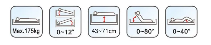 ORT3238WGZF4 hospital bed with CE ISO FDA, 5-function ICU