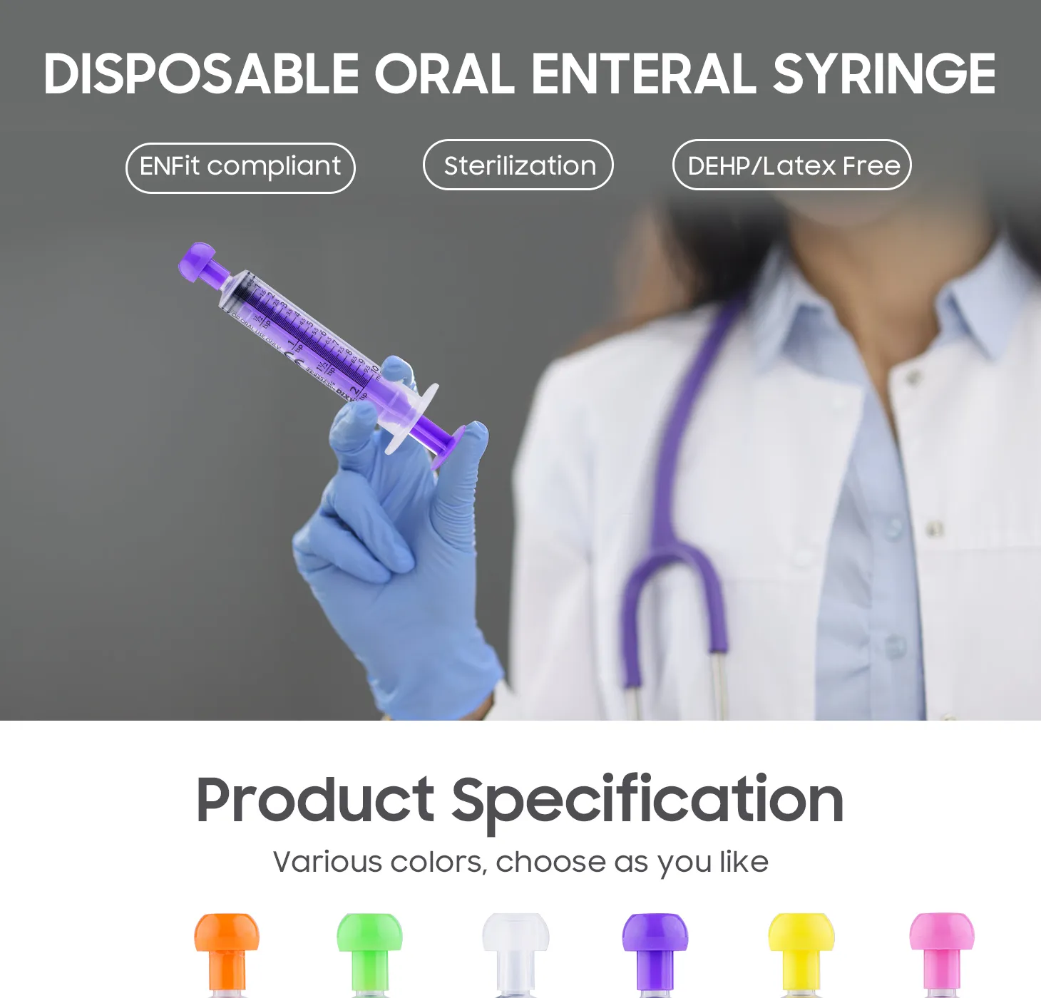 5ml 10ml different Color Food Grade Plastic Oral Feeding Syringe