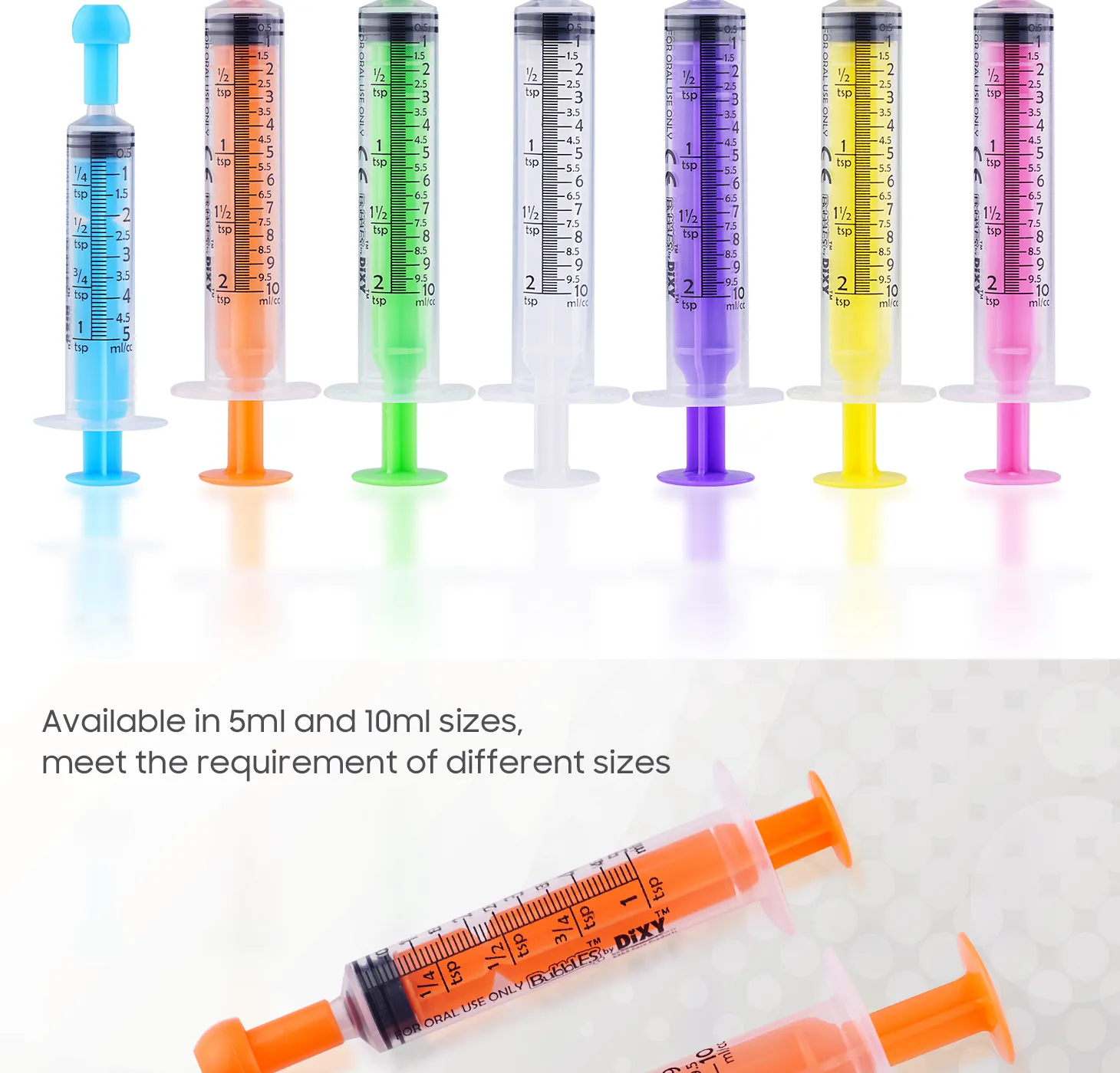 5ml 10ml different Color Food Grade Plastic Oral Feeding Syringe