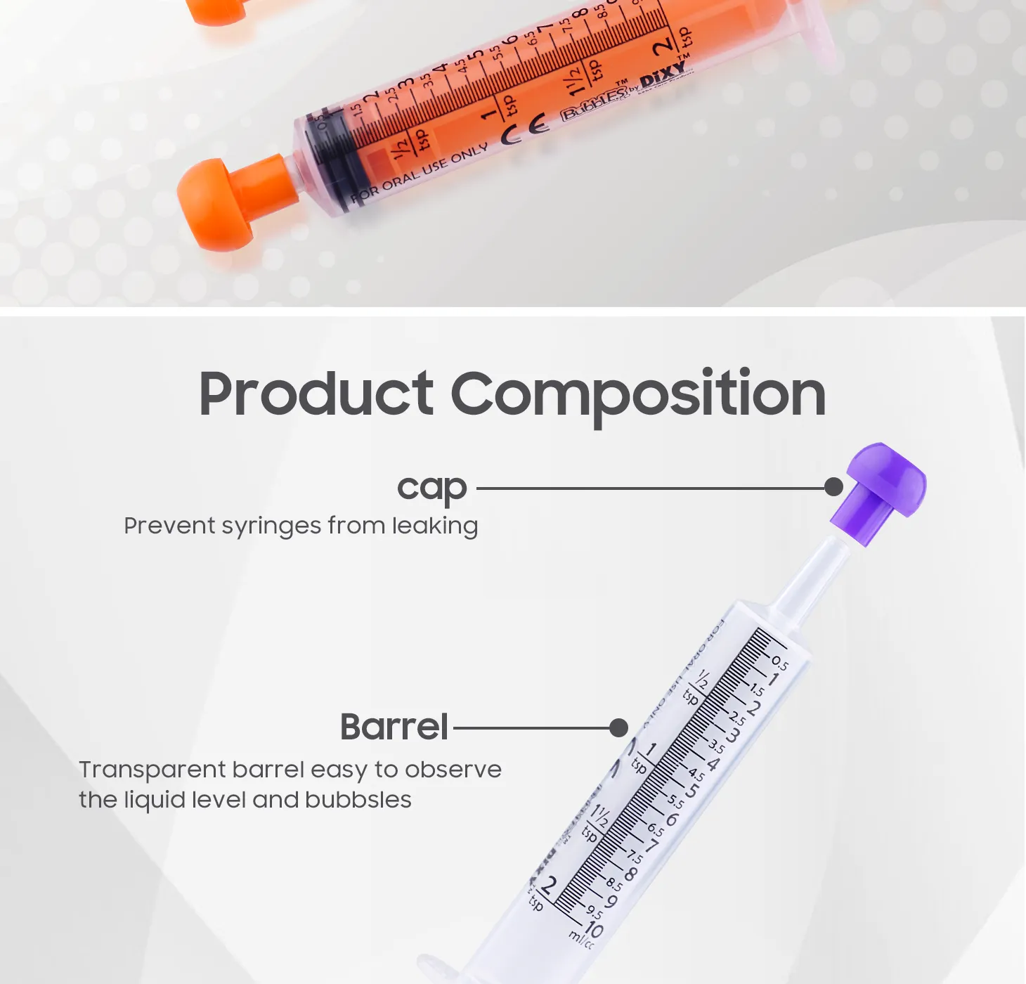 5ml 10ml different Color Food Grade Plastic Oral Feeding Syringe