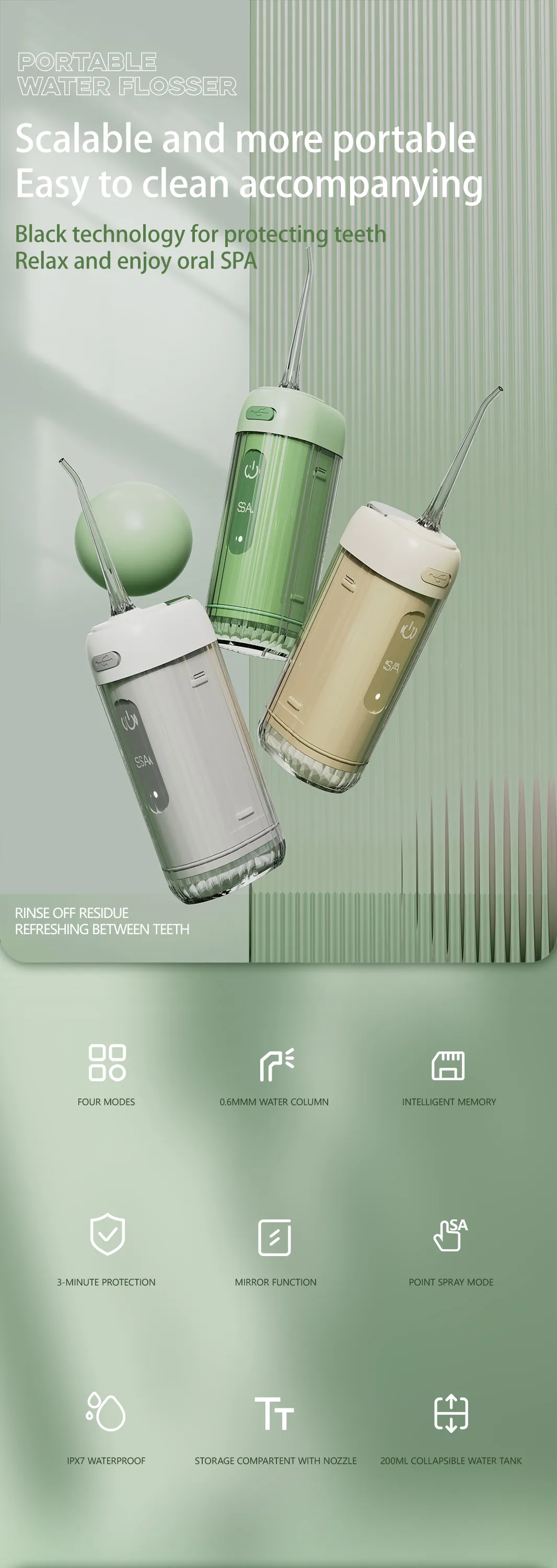 B33 Portable Electric Oral Irrigator with Waterproof English Operating Language for Household Use