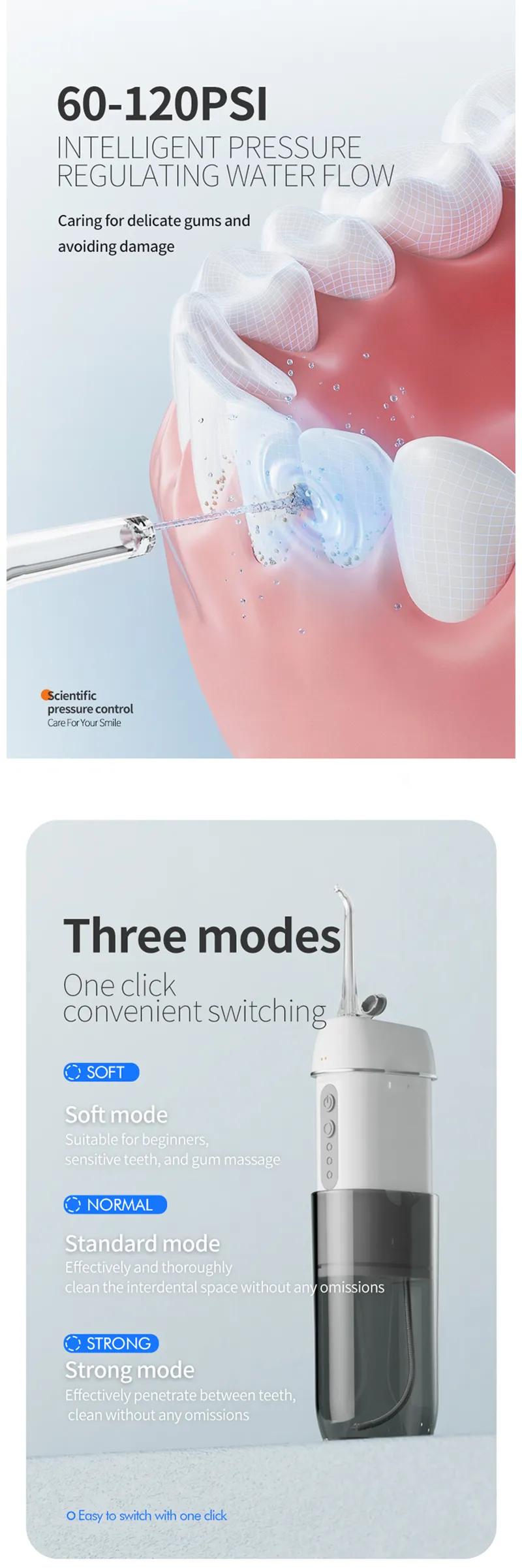 B41 Hot Sale Waterproof Rechargeable Cordless ABS Portable 260ml Oral Plaque Stain Removal Device