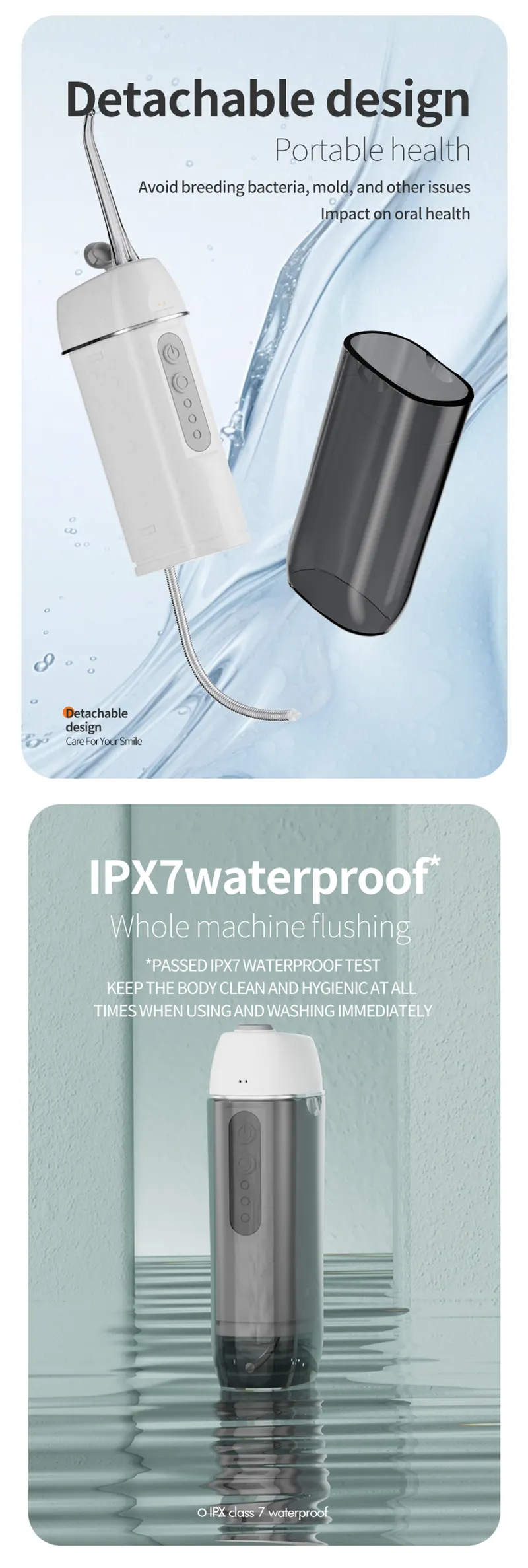 B41 Hot Sale Waterproof Rechargeable Cordless ABS Portable 260ml Oral Plaque Stain Removal Device