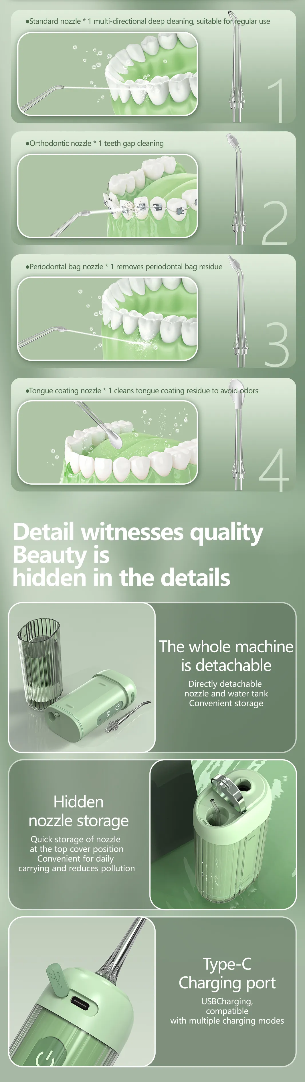 B33 Portable Electric Oral Irrigator with Waterproof English Operating Language for Household Use