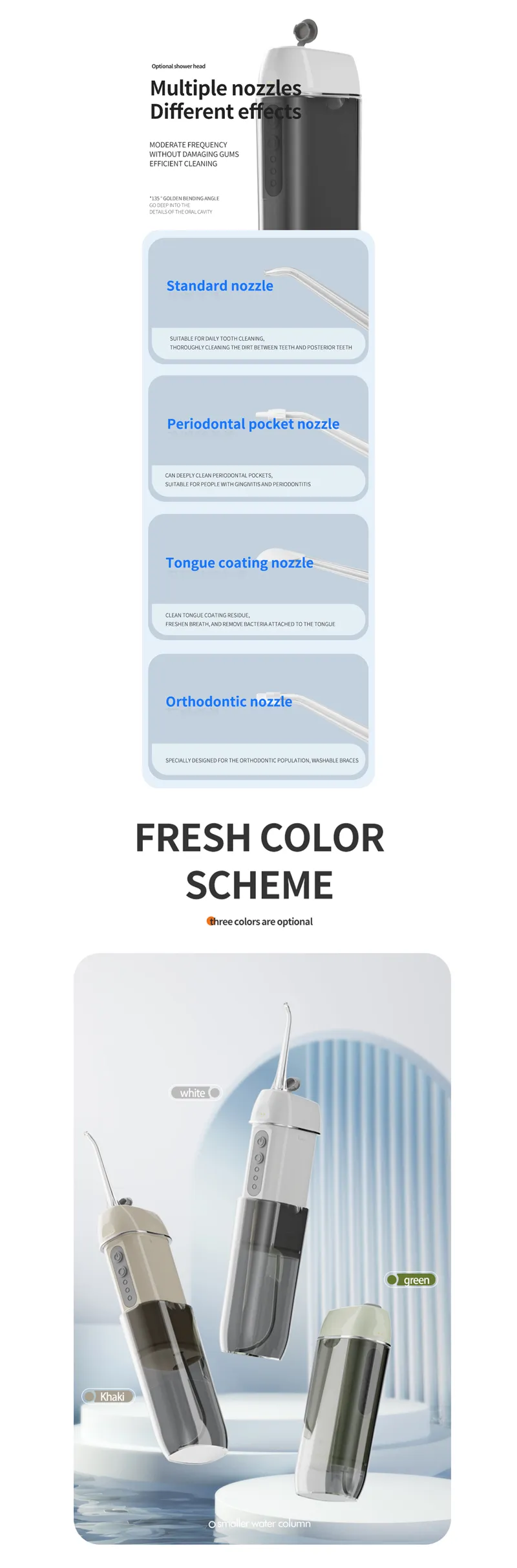 B41 Hot Sale Waterproof Rechargeable Cordless ABS Portable 260ml Oral Plaque Stain Removal Device