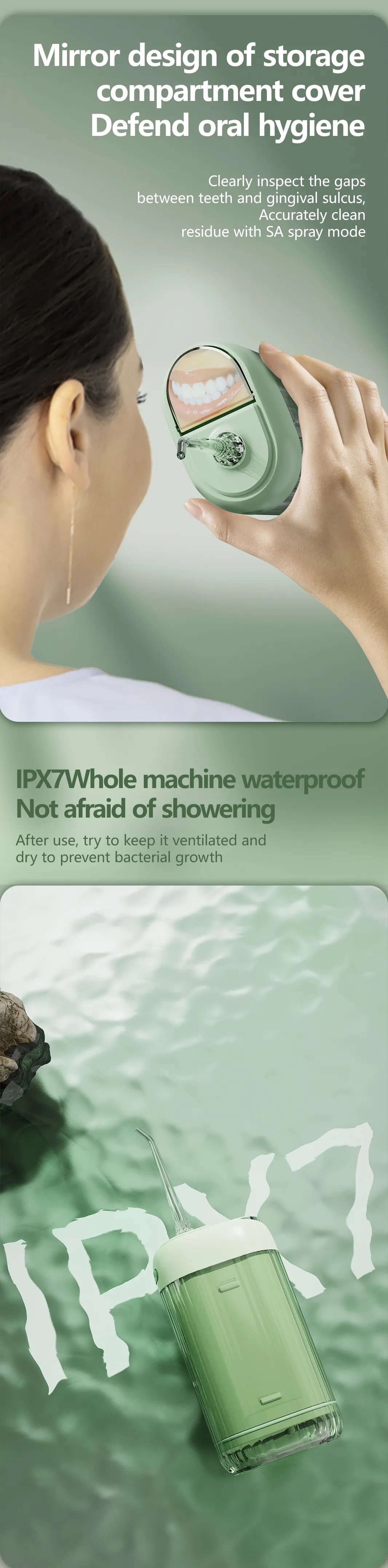 B33 Portable Electric Oral Irrigator with Waterproof English Operating Language for Household Use