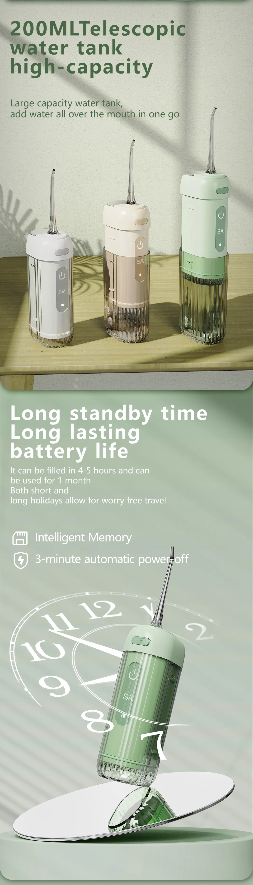 B33 Portable Electric Oral Irrigator with Waterproof English Operating Language for Household Use