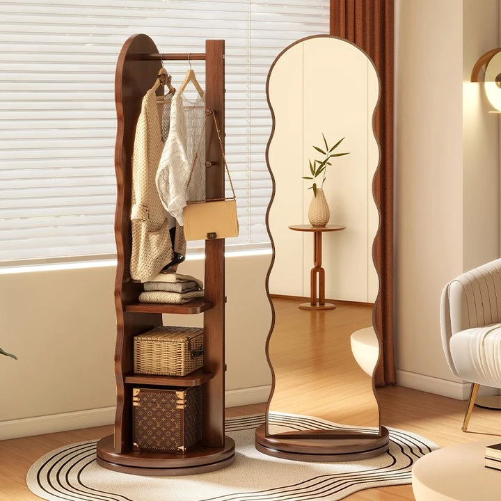 Mid-Century Modern Wooden Full-Length Mirror