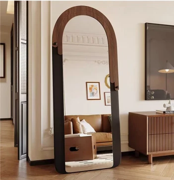 Retro Home Decor Full-Length Floor Standing Mirror Luxury High-End Minimalist Style Light Storage for Women's Bedroom Dressing