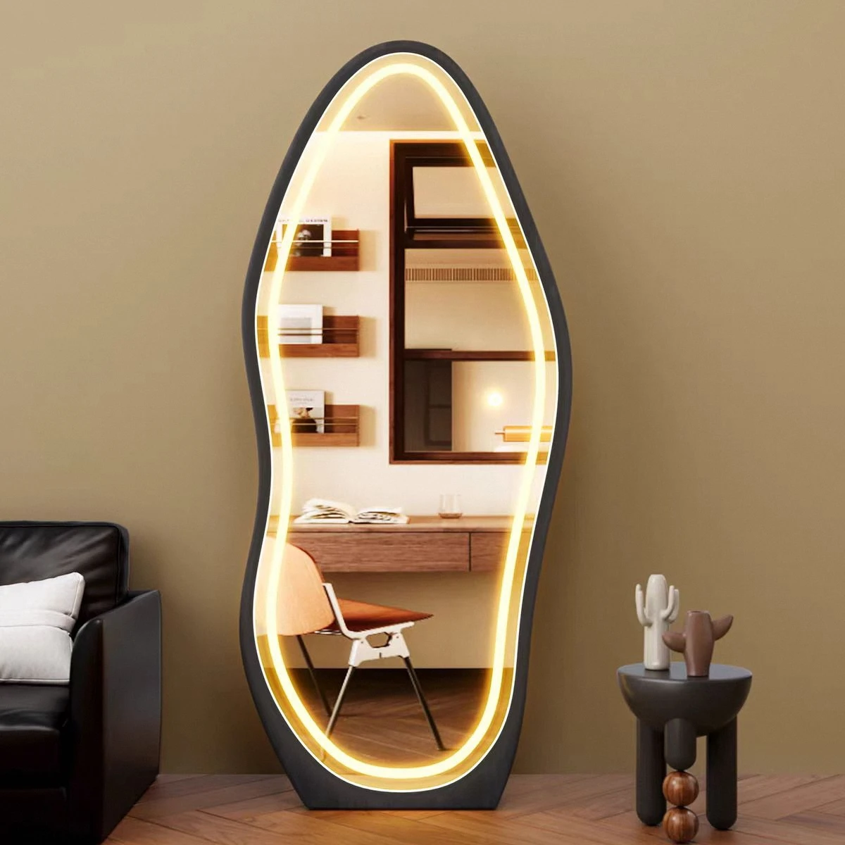 Irregular - Shaped Wooden Full - Length Mirror