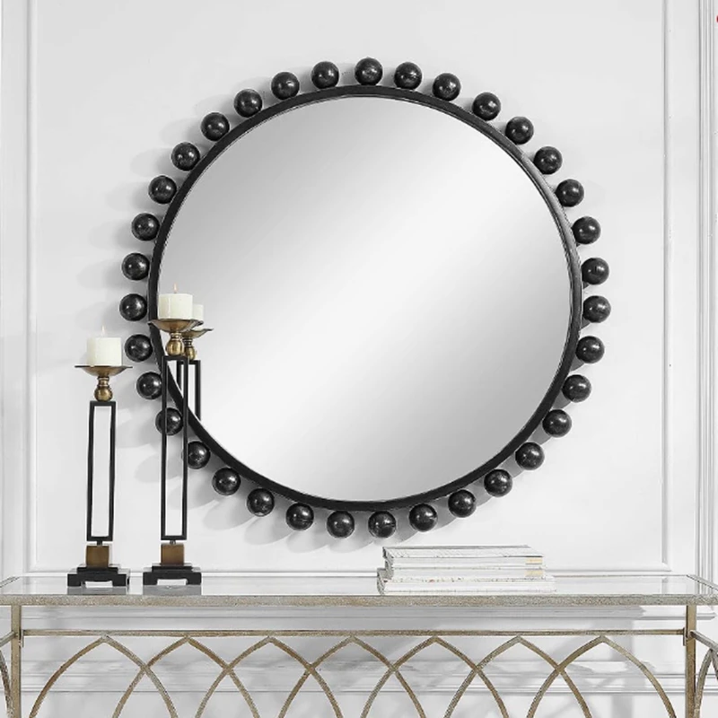 Antique Black Balls Frame Mirror Decorative Contemporary Style Wall Mirror Reasonable Price Handmade Custom Mirror