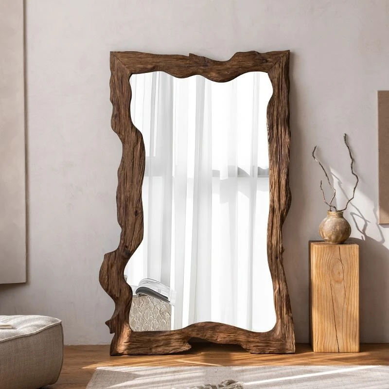 Natural Wood Frame Full-Length Mirror