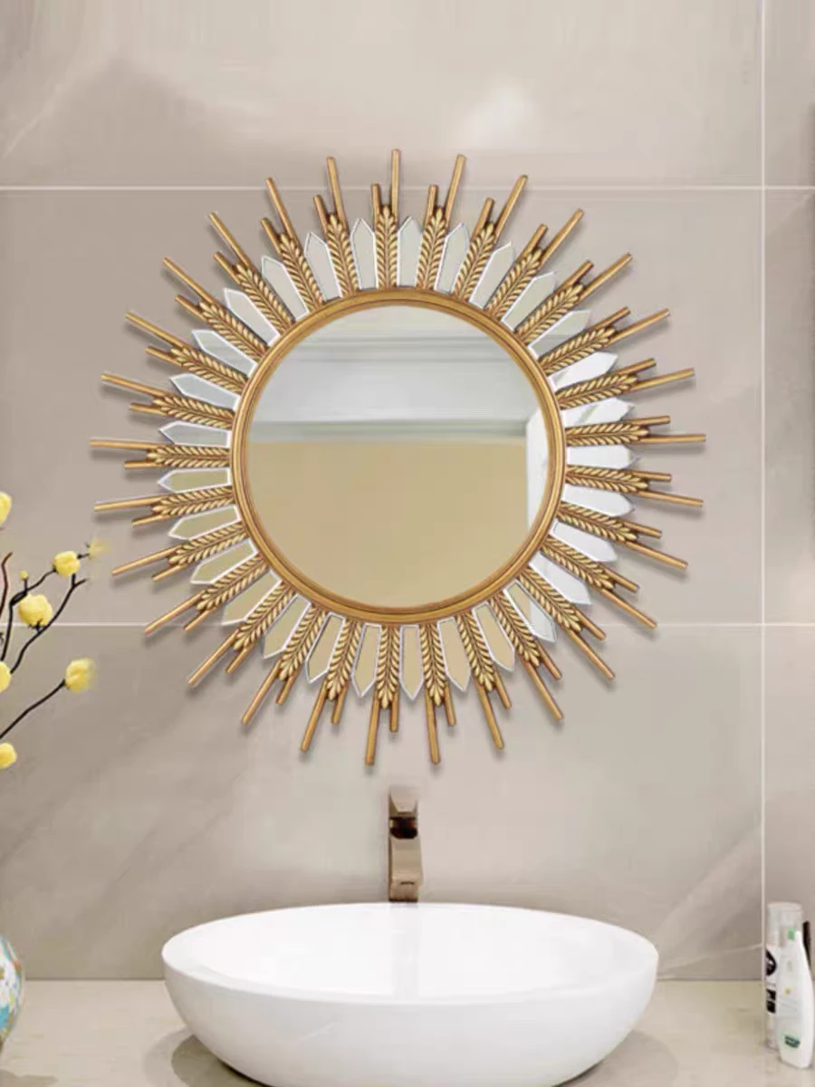 Modern Luxury Wall Mirror Glass Sun Decorative Hanging Art for Entryway Background Wall Living Room Dining Room Hotel