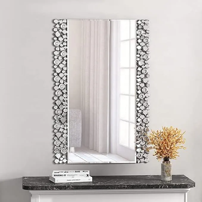 OEM/ODM Rectangle Modern Decoration 3D Crystal Frame Wall Mirror