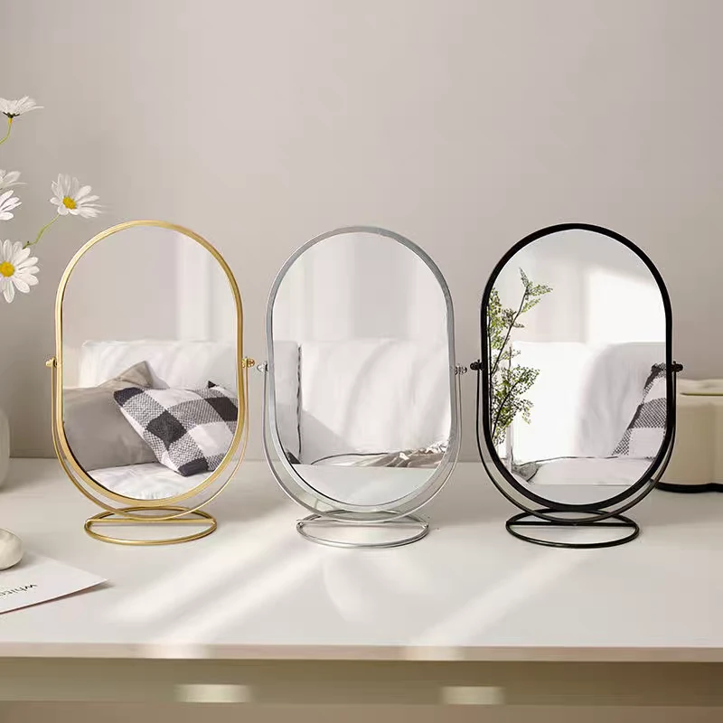 Makeup Mirror Desktop Bedroom Makeup Mirror Rotatable Oval Makeup Mirror