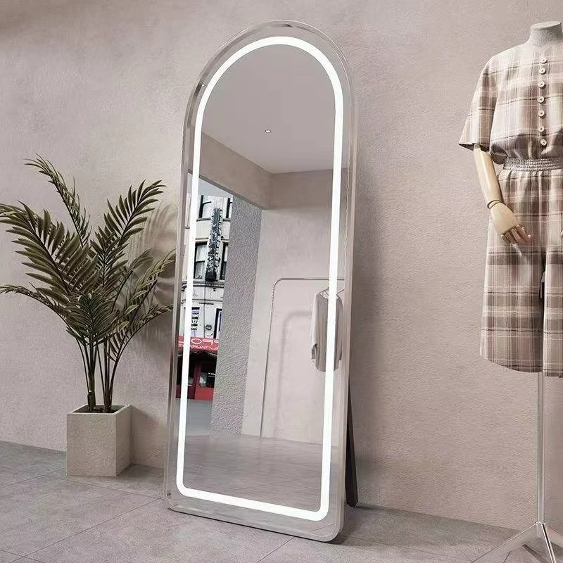 Factory Supply Arched Full Length Mirror With Led Free Standing Mirrors  Smart Touch Adjustable Light LED Mirror