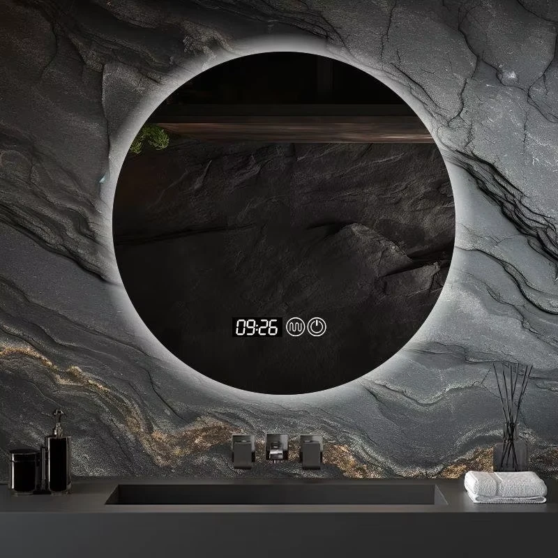 Factory Direct Smart LED Bathroom Mirror Metal Framed Circular Art Deco Design for Hotels Villas Hospitals