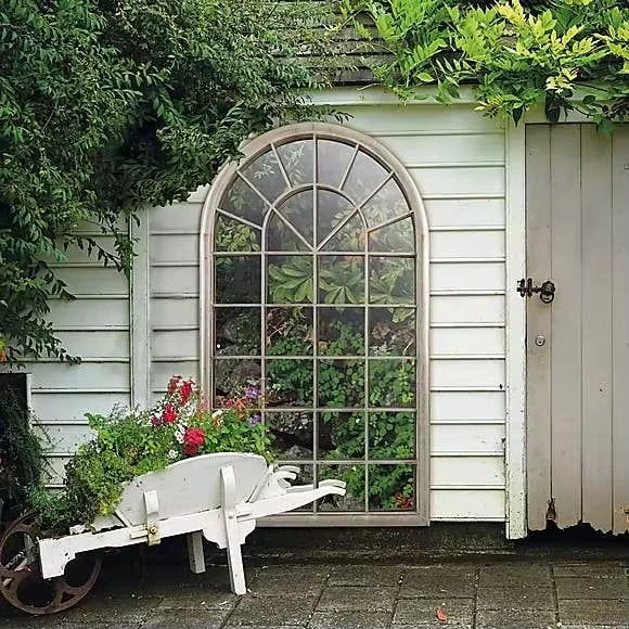 Vintage Arch Window Handmade Wood Framed Multi-Size Distressed Frame Wall Floor Mirror Customizable Family Decoration