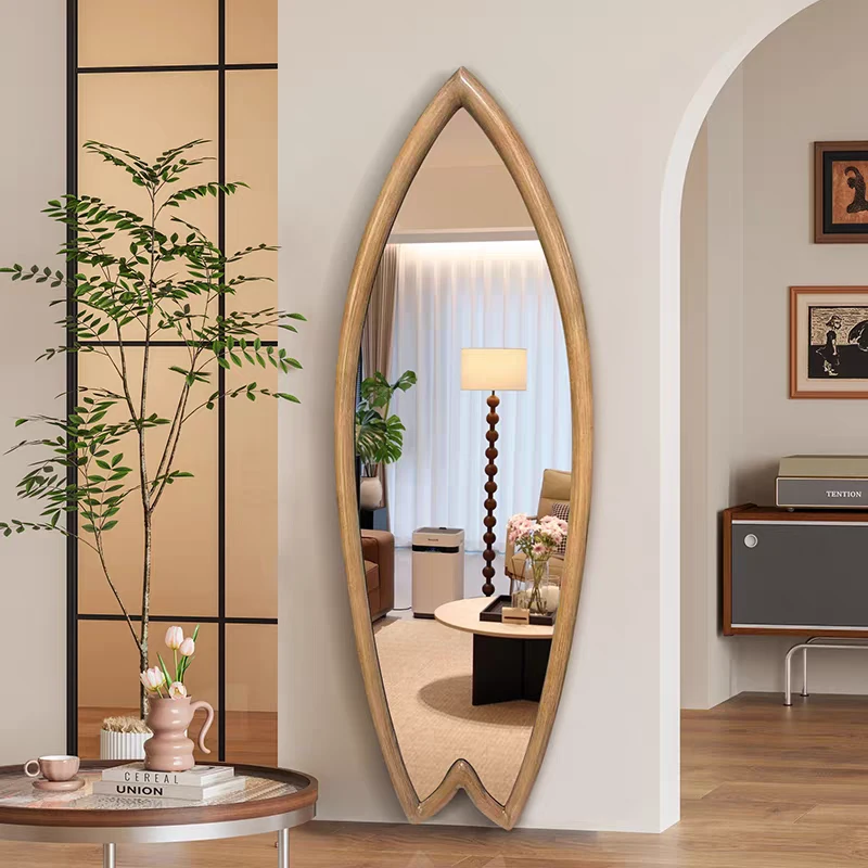 Luxury Large Irregular Wall Mirror with Full Length Black Metal Frame Custom Home Decor for Entryway and Hallway