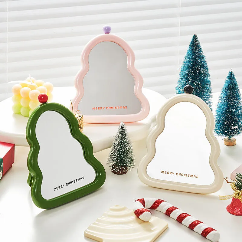 Customized Cream Christmas Tree Style Mirror Personalized Makeup Mirror for Christmas Gift Make up Mirror