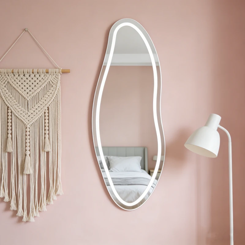 Custom Large Asymmetrical Black Frame Big Full Length Long Body Bathroom Decoration Irregular Hanging Wall Mirror Spiegel Miroir