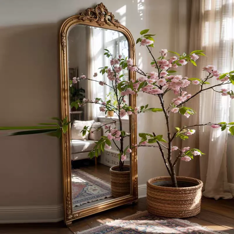 European Floor Dressing Mirror Baroque Mirror Retro Full-length Mirror Classical Carved Wall Mounted Mirror Fitting Mirror