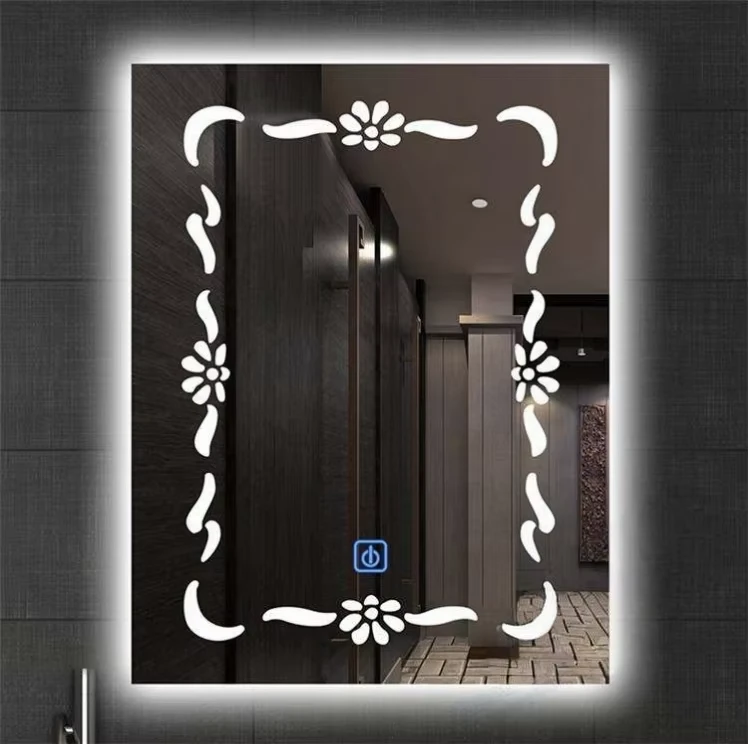 Customized Modern Rectangle LED Anti-Fog Smart Mirror with Touch Screen Wall-Mounted for Hotels Villas Home Bathroom Use
