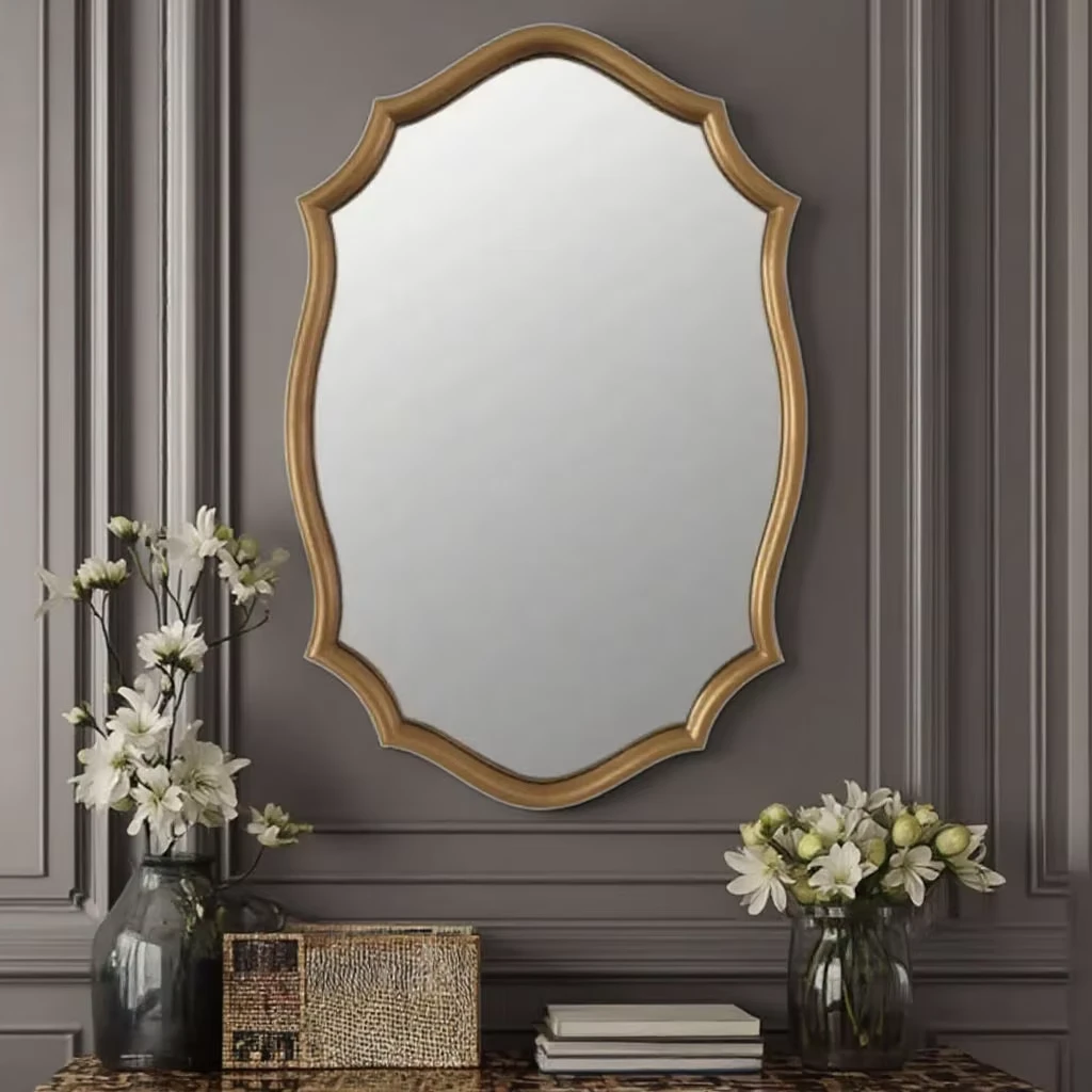 Irregular Wall Delicacy Luxury Antique Wall Hanging Bathroom French Vintage Carved Frame Mirror