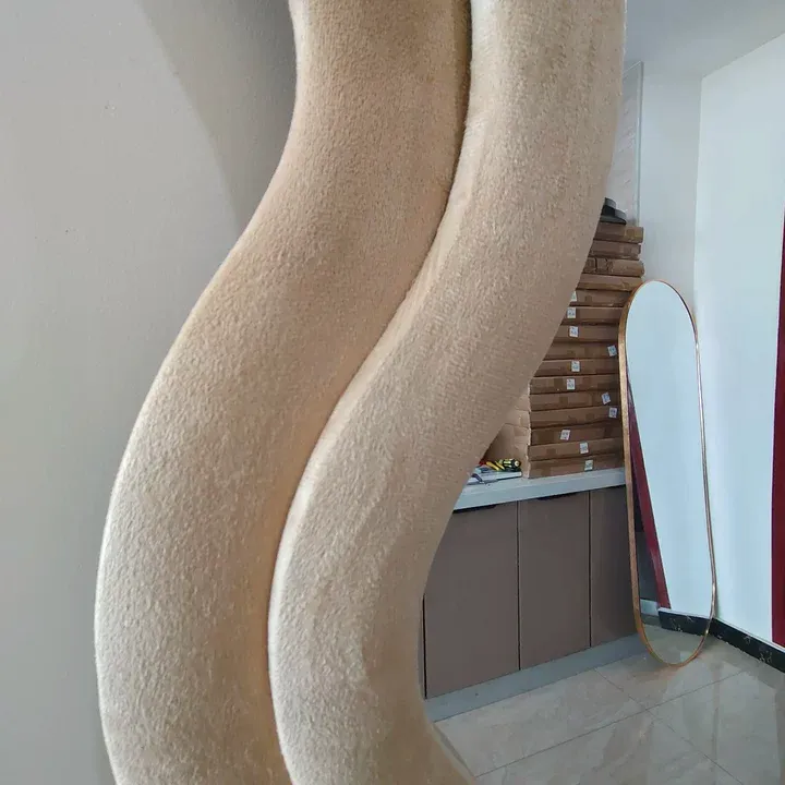 Light Luxury Handmade Glass Full-Body Mirror Modern Standing Wave Design for Bedroom & Living Room