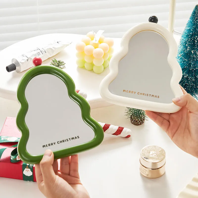 Customized Cream Christmas Tree Style Mirror Personalized Makeup Mirror for Christmas Gift Make up Mirror