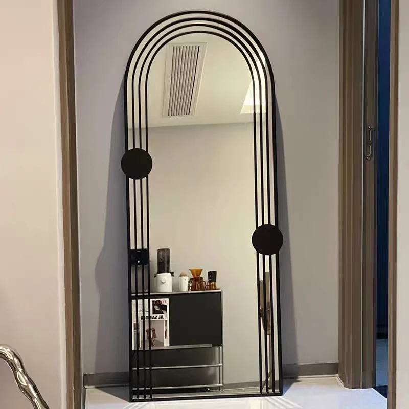 Modern White Full-Length Floor Mirror Metal Frame Arch Wall-Mounted Home Decorative Piece for Living Room Washroom for Hotels