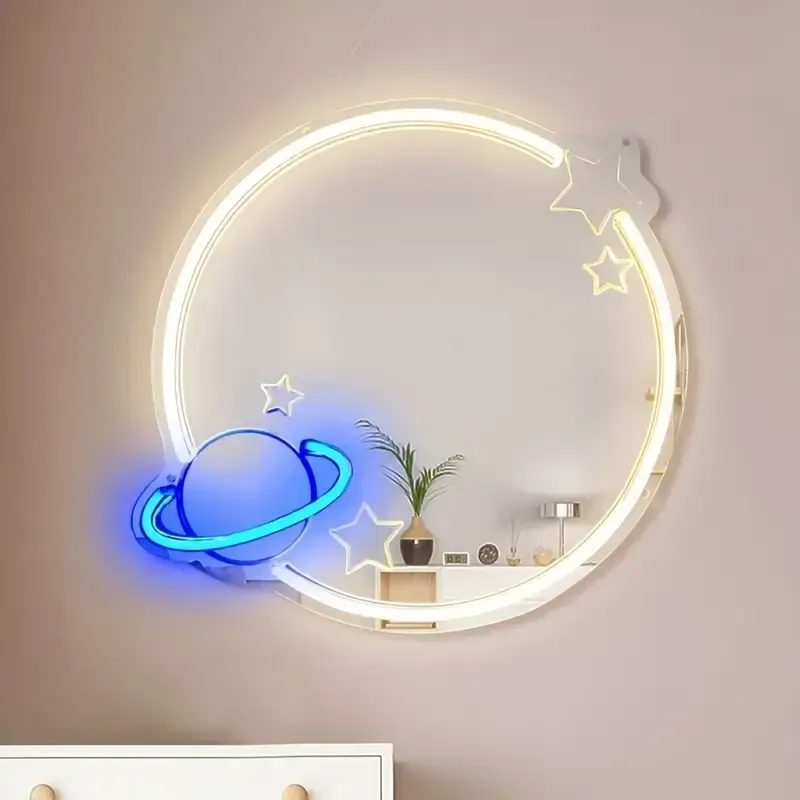 New Style LED Neon Mirror Glow Party Atmosphere Modeling Lights Custom Indoor Decoration Red Blue Color Temperatures 5V Input 5m