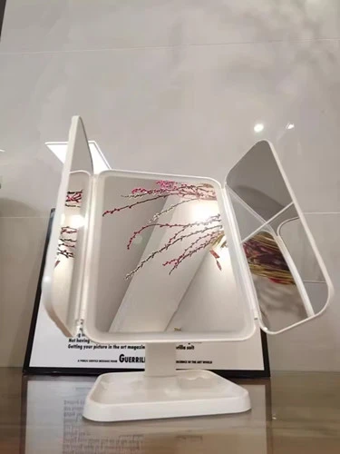 Three Sided Folding LED Makeup Mirror with Three Color Fill Light and a 180 Degree Rotatable Beauty Mirror