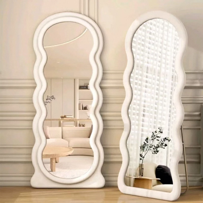 Velvet Wave Mirror | Contemporary Wall Decor with Textured Fabric Finish