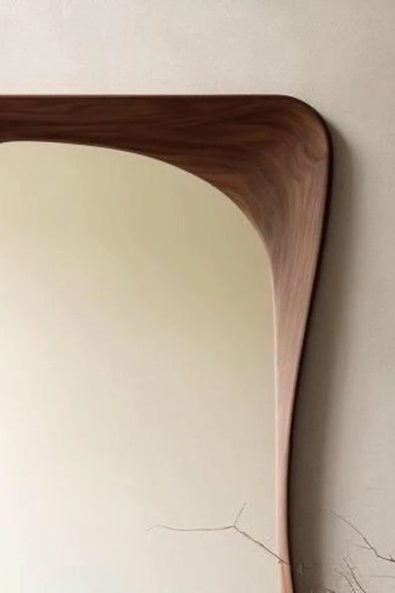 art deco wooden frame mirror 5mm thick mirror decorative bathroom mirror real walnut frame mirror handmade wooden frame mirror