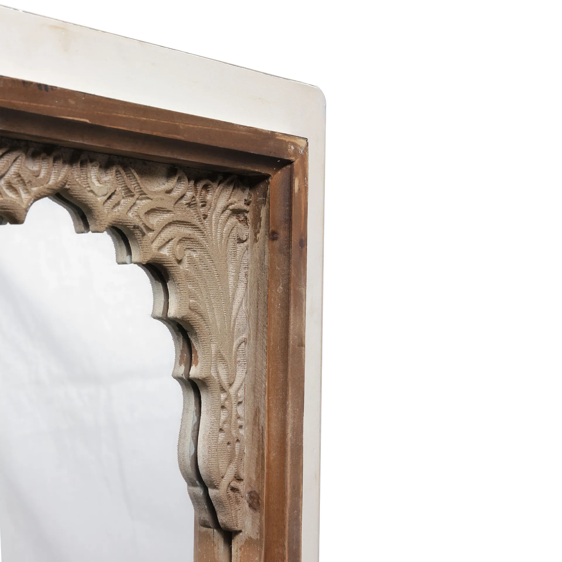 Handmade Custom Large Curved Wooden Framed Long Mirrors Bathroom Mirror Full Length Dressing Rustic Wood Floor Wall Mirror