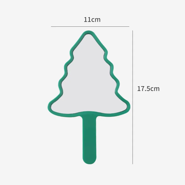 Christmas Tree Shaped Hand Mirror Custom Makeup Beauty Mirror for Gift