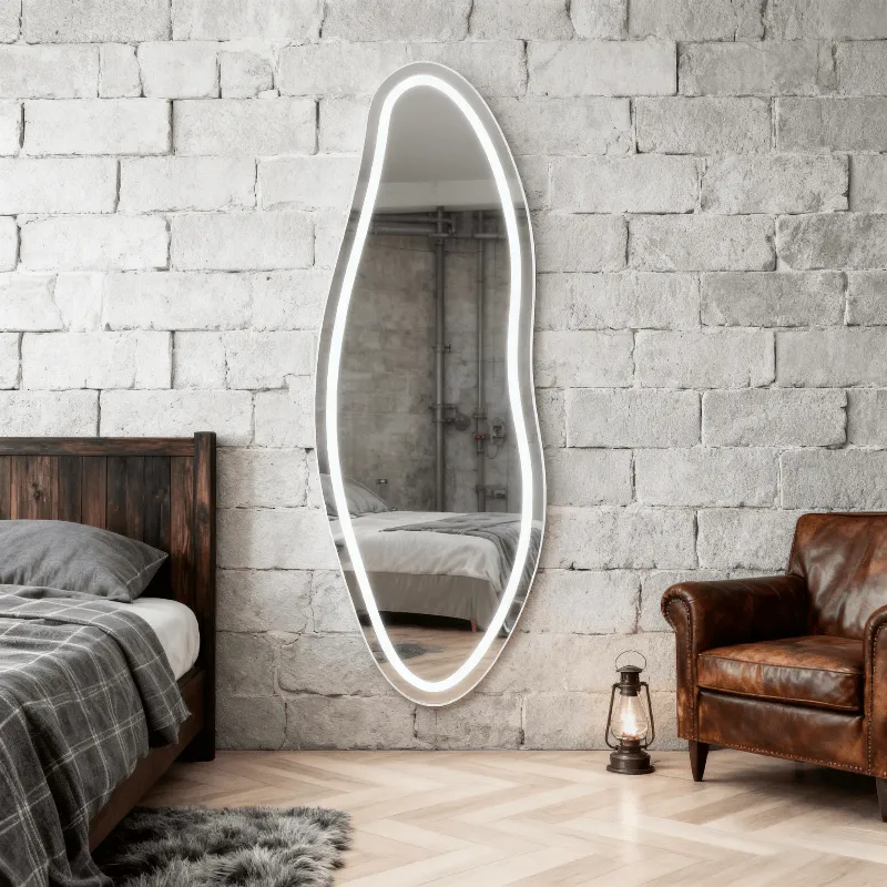 Custom Large Asymmetrical Black Frame Big Full Length Long Body Bathroom Decoration Irregular Hanging Wall Mirror Spiegel Miroir