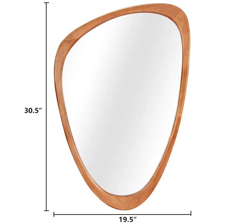 Wood Mirror for Mid Century Modern Decor 30.5" H X 19.5" W Wall Mirrors Decorative for Bedroom Living Room Entryway Hall