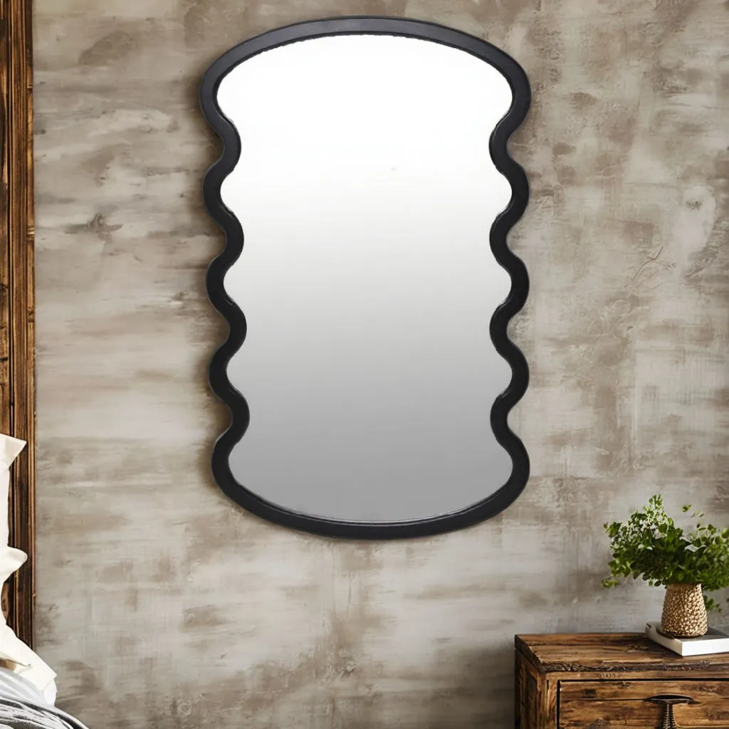 Handcrafted Large Wooden Wall Mirror with Bold Rustic Frame Cozy Modern Design for Traditional Interiors for Bedrooms Hallways