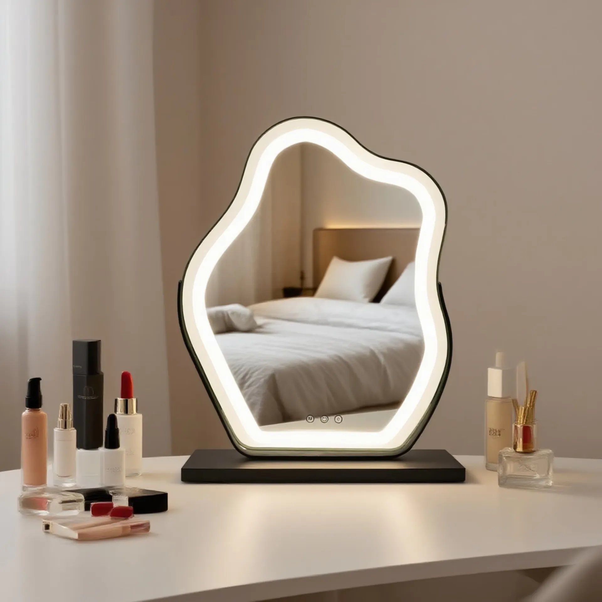 Artistic Alien LED Makeup Mirror with Light, Intelligent Fill Light Desktop Makeup Mirror, Internet Famous Makeup Mirror
