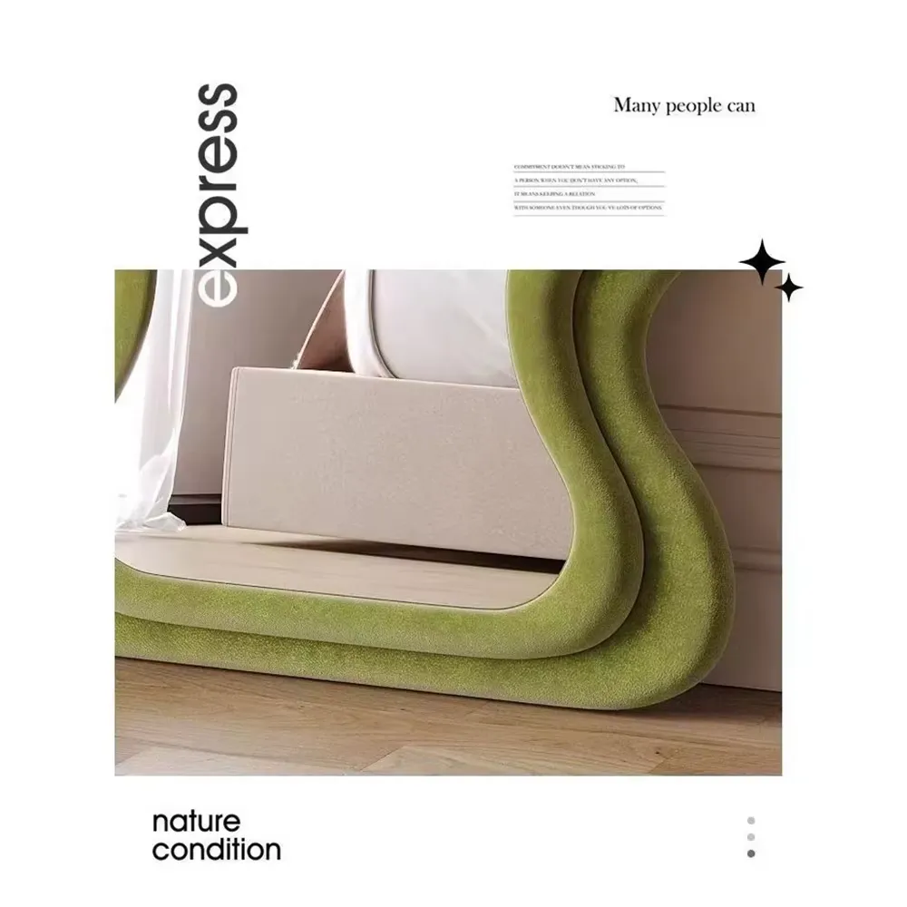 Light Luxury Handmade Glass Full-Body Mirror Modern Standing Wave Design for Bedroom & Living Room