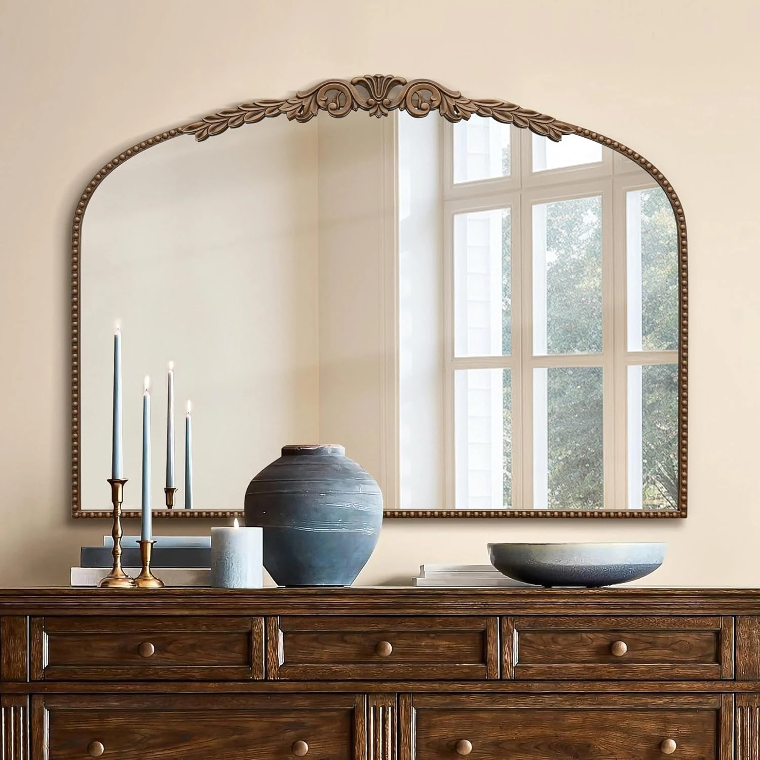 Wall Mirror Arched Frame Decorative Mirror