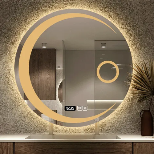 Smart Circular LED Bathroom Mirror - Anti-Fog Touch Screen Wall-Mounted Moon Mirror Smart Circular LED Bathroom Mirror - Anti-Fog Touch Screen Wall-Mounted Moon Mirror